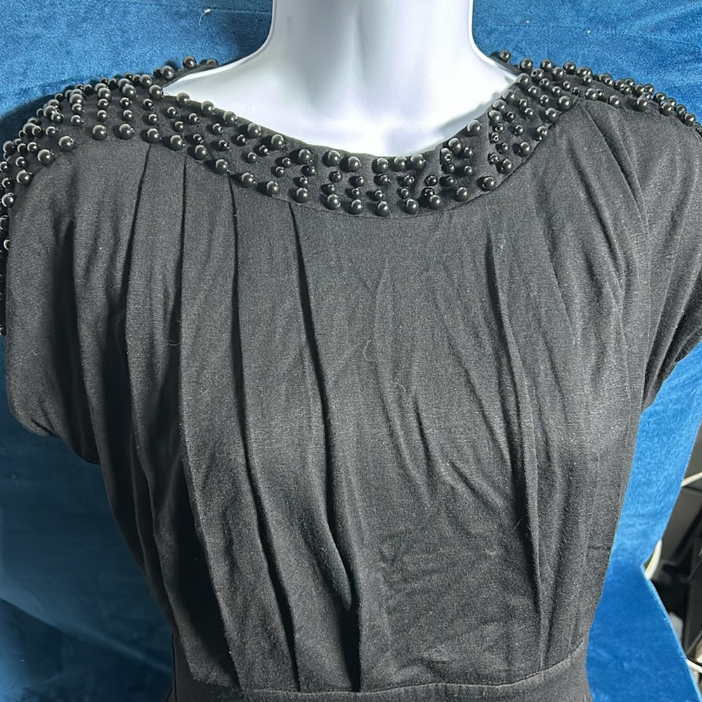 Twelve by twelve Elegant Black Dress with Beaded Accents (without belt ) - Picture 12 of 12